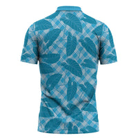 Blue Hawaii Kalo Palaka Motifs Zipper Polo Shirt Hawaiian Taro Leaves Elegant Vibes LT14 - Polynesian Pride