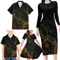 Aloha Hawaii Kalo Family Matching Long Sleeve Bodycon Dress and Hawaiian Shirt Reggae Taro Polynesian Pattern LT14 - Polynesian Pride