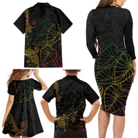 Aloha Hawaii Kalo Family Matching Long Sleeve Bodycon Dress and Hawaiian Shirt Reggae Taro Polynesian Pattern LT14 - Polynesian Pride