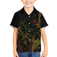 Aloha Hawaii Kalo Family Matching Mermaid Dress and Hawaiian Shirt Reggae Taro Polynesian Pattern LT14 Son's Shirt Black - Polynesian Pride