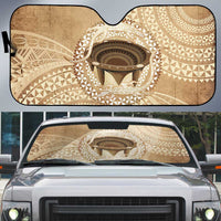 Tonga Skink Kava Bowl Auto Sun Shade Vintage Tongan Ngatu Pattern