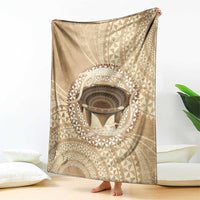 Tonga Skink Kava Bowl Blanket Vintage Tongan Ngatu Pattern