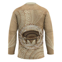 Tonga Skink Kava Bowl Hockey Jersey Vintage Tongan Ngatu Pattern