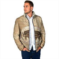 Tonga Skink Kava Bowl Padded Jacket Vintage Tongan Ngatu Pattern