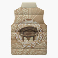 Tonga Skink Kava Bowl Sleeveless Puffer Jacket Vintage Tongan Ngatu Pattern LT14 - Polynesian Pride