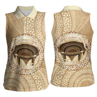 Tonga Skink Kava Bowl Women Sleeveless Polo Shirt Vintage Tongan Ngatu Pattern
