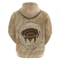 Tonga Skink Kava Bowl Zip Hoodie Vintage Tongan Ngatu Pattern