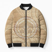 Tonga Ngatu Turtle Bomber Puffer Jacket Vintage Tongan Tapa Cloth LT14 Unisex Brown - Polynesian Pride
