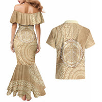 Tonga Ngatu Turtle Couples Matching Mermaid Dress and Hawaiian Shirt Vintage Tongan Tapa Cloth LT14 - Polynesian Pride