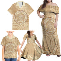 Tonga Ngatu Turtle Family Matching Off Shoulder Maxi Dress and Hawaiian Shirt Vintage Tongan Tapa Cloth LT14 - Polynesian Pride