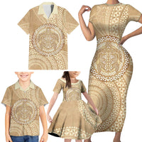 Tonga Ngatu Turtle Family Matching Short Sleeve Bodycon Dress and Hawaiian Shirt Vintage Tongan Tapa Cloth LT14 - Polynesian Pride
