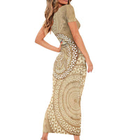 Tonga Ngatu Turtle Short Sleeve Bodycon Dress Vintage Tongan Tapa Cloth