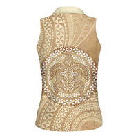 Tonga Ngatu Turtle Women Sleeveless Polo Shirt Vintage Tongan Tapa Cloth LT14 - Polynesian Pride