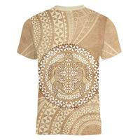 Tonga Ngatu Turtle Women V-Neck T-Shirt Vintage Tongan Tapa Cloth LT14 - Polynesian Pride