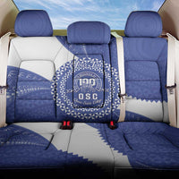 Queen Salote College 100th Anniversary Personalized Back Car Seat Cover Est 1926 Kolisi Fefine Tongan Ngatu Pattern LT14 One Size Blue - Polynesian Pride