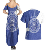 Queen Salote College 100th Anniversary Personalized Couples Matching Summer Maxi Dress and Hawaiian Shirt Est 1926 Kolisi Fefine Tongan Ngatu Pattern LT14 - Polynesian Pride