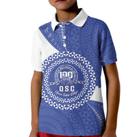 Queen Salote College 100th Anniversary Personalized Kid Polo Shirt Est 1926 Kolisi Fefine Tongan Ngatu Pattern LT14 Kid Blue - Polynesian Pride