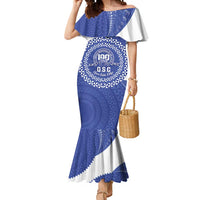 Queen Salote College 100th Anniversary Personalized Mermaid Dress Est 1926 Kolisi Fefine Tongan Ngatu Pattern LT14 Women Blue - Polynesian Pride