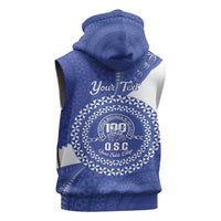 Queen Salote College 100th Anniversary Personalized Sleeveless Zip Hoodie Est 1926 Kolisi Fefine Tongan Ngatu Pattern LT14 - Polynesian Pride