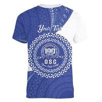 Queen Salote College 100th Anniversary Personalized Women V-Neck T-Shirt Est 1926 Kolisi Fefine Tongan Ngatu Pattern LT14 - Polynesian Pride