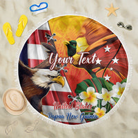 Personalised United States And Papua New Guinea Beach Blanket USA Eagle With PNG Bird Of Paradise LT14 One Size 150cm Red - Polynesian Pride