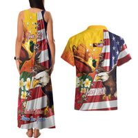 Personalised United States And Papua New Guinea Couples Matching Tank Maxi Dress and Hawaiian Shirt USA Eagle With PNG Bird Of Paradise LT14 - Polynesian Pride