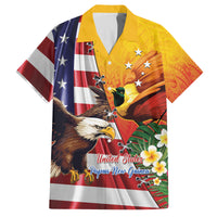 Personalised United States And Papua New Guinea Family Matching Tank Maxi Dress and Hawaiian Shirt USA Eagle With PNG Bird Of Paradise LT14 Dad's Shirt - Short Sleeve Red - Polynesian Pride
