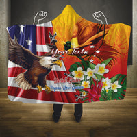 Personalised United States And Papua New Guinea Hooded Blanket USA Eagle With PNG Bird Of Paradise LT14 One Size Red - Polynesian Pride