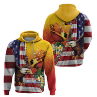 Personalised United States And Papua New Guinea Hoodie USA Eagle With PNG Bird Of Paradise LT14 - Polynesian Pride
