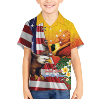 Personalised United States And Papua New Guinea Kid Hawaiian Shirt USA Eagle With PNG Bird Of Paradise LT14 Kid Red - Polynesian Pride