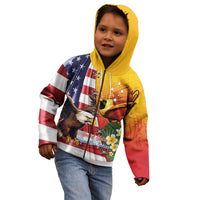 Personalised United States And Papua New Guinea Kid Hoodie USA Eagle With PNG Bird Of Paradise LT14 - Polynesian Pride