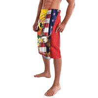 Personalised United States And Papua New Guinea Lavalava USA Eagle With PNG Bird Of Paradise LT14 - Polynesian Pride
