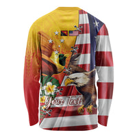 Personalised United States And Papua New Guinea Long Sleeve Shirt USA Eagle With PNG Bird Of Paradise LT14 - Polynesian Pride