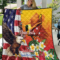 Personalised United States And Papua New Guinea Quilt USA Eagle With PNG Bird Of Paradise LT14 Red - Polynesian Pride
