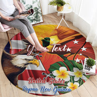Personalised United States And Papua New Guinea Round Carpet USA Eagle With PNG Bird Of Paradise LT14 - Polynesian Pride