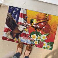 Personalised United States And Papua New Guinea Rubber Doormat USA Eagle With PNG Bird Of Paradise LT14 - Polynesian Pride
