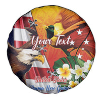 Personalised United States And Papua New Guinea Spare Tire Cover USA Eagle With PNG Bird Of Paradise LT14 - Polynesian Pride