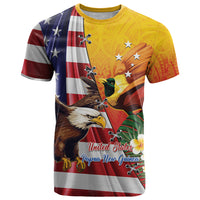 Personalised United States And Papua New Guinea T Shirt USA Eagle With PNG Bird Of Paradise LT14 Red - Polynesian Pride