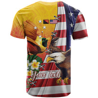 Personalised United States And Papua New Guinea T Shirt USA Eagle With PNG Bird Of Paradise LT14 - Polynesian Pride