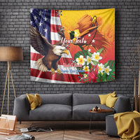 Personalised United States And Papua New Guinea Tapestry USA Eagle With PNG Bird Of Paradise LT14 - Polynesian Pride