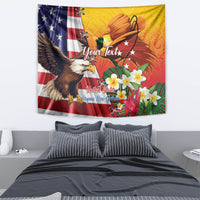 Personalised United States And Papua New Guinea Tapestry USA Eagle With PNG Bird Of Paradise LT14 - Polynesian Pride