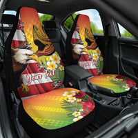 Personalised United States And Hawaii Car Seat Cover USA Eagle With Hawaiian Shark Tattoo LT14 One Size Red - Polynesian Pride