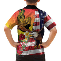 Personalised United States And Hawaii Hawaiian Shirt USA Eagle With Hawaiian Shark Tattoo