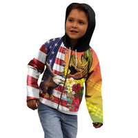 Personalised United States And Hawaii Kid Hoodie USA Eagle With Hawaiian Shark Tattoo LT14 - Polynesian Pride