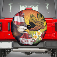 Personalised United States And Hawaii Spare Tire Cover USA Eagle With Hawaiian Shark Tattoo LT14 - Polynesian Pride