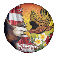 Personalised United States And Hawaii Spare Tire Cover USA Eagle With Hawaiian Shark Tattoo LT14 - Polynesian Pride