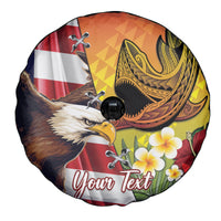 Personalised United States And Hawaii Spare Tire Cover USA Eagle With Hawaiian Shark Tattoo LT14 - Polynesian Pride