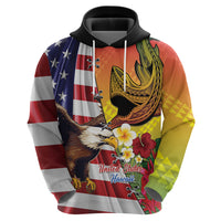 Personalised United States And Hawaii Zip Hoodie USA Eagle With Hawaiian Shark Tattoo LT14 - Polynesian Pride
