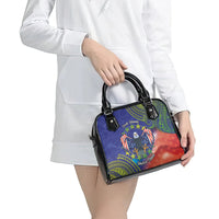 Personalised United States And Cook Islands Shoulder Handbag USA Eagle Mix Polynesian Pattern