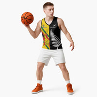 Custom New Zealand and Zimbabwe Basketball Jersey NZ Fern Zim Flag Half Style LT14 - Polynesian Pride
